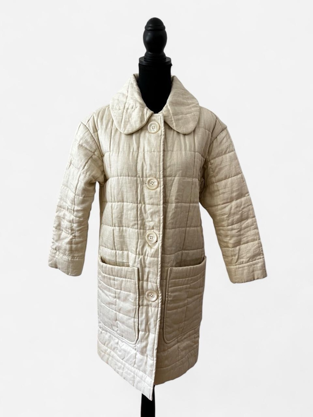 Emerson Fry India Collection Quilted Jacket Coat Linen Organic Cotton XS NWTs
